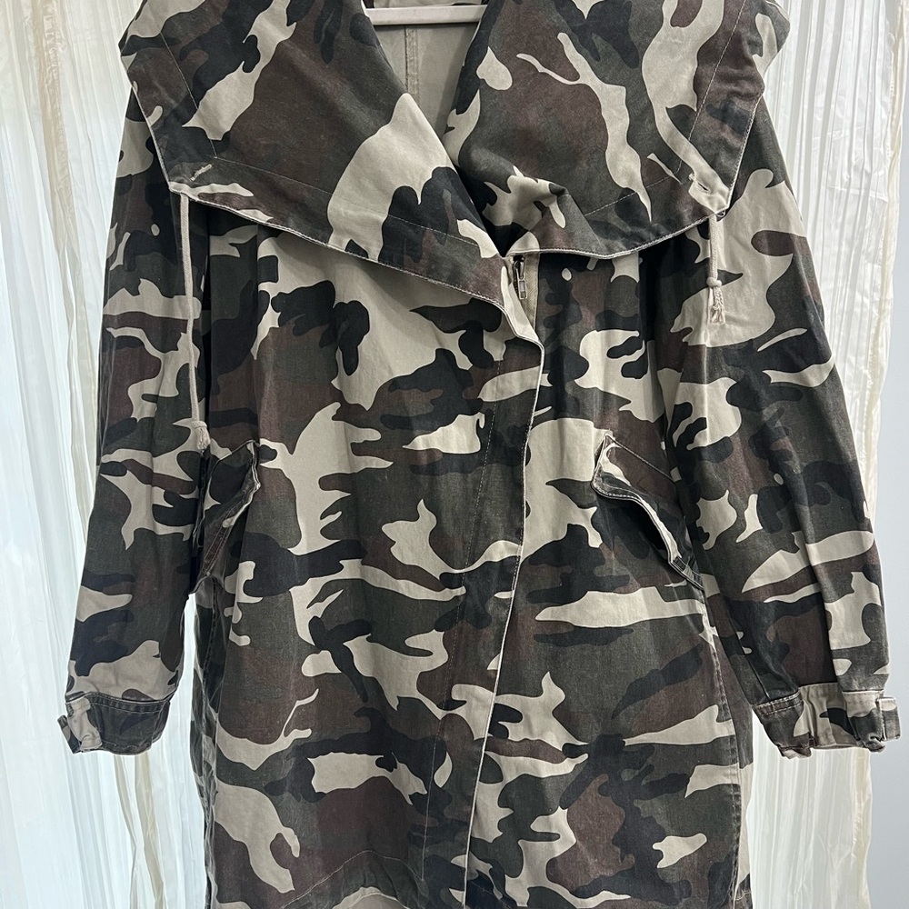 Cookie Couture Camouflage Oversized Trench Coat